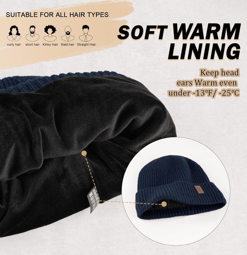 Wmcaps Warm Beanie for Men Women, Fleece Lined Beanie Warm Winter Caps Unisex Fashion Knit Cuffed Cap - Image 2
